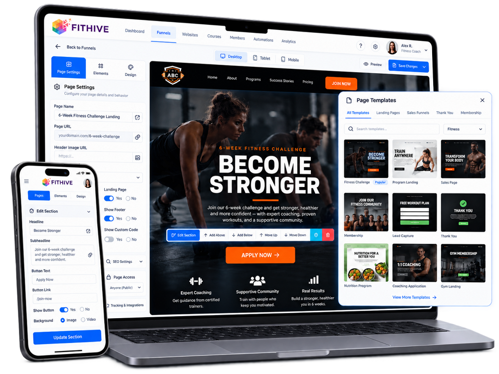 FitHive website builder