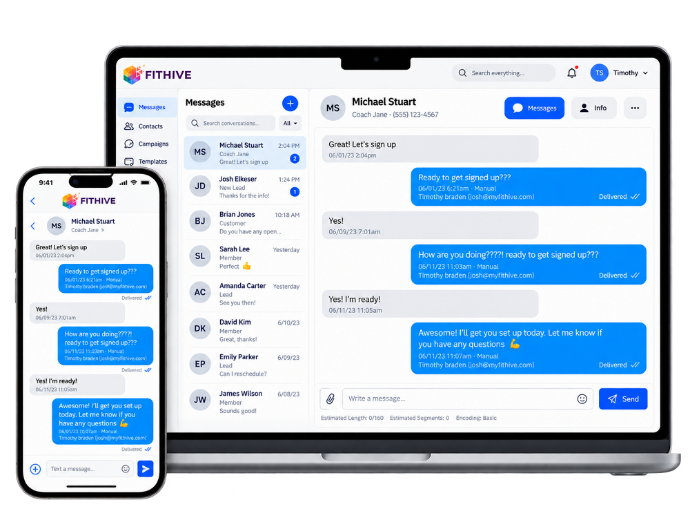 FitHive two-way text messaging