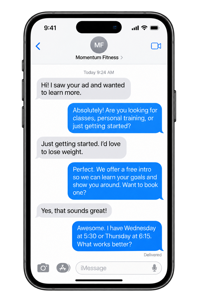 FitHive AI iPhone text conversation