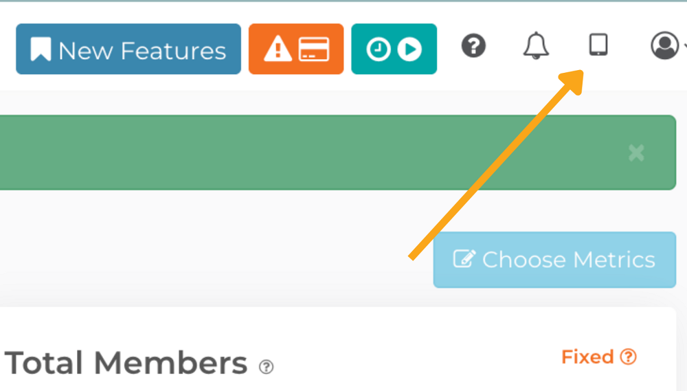 Tablet icon in the FitHive Admin Dashboard used to launch the Tablet App.
